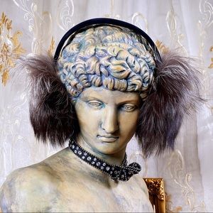 NEW REAL FOX SILVER Fluffy Adjustable Ear Muffs